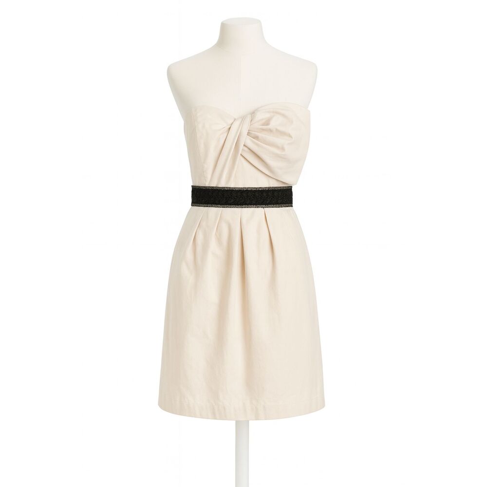 BCBGMAXAZRIA Vanilla Strapless Bow Mini Dress Pleated A-Line Cocktail Sz 6 Chic